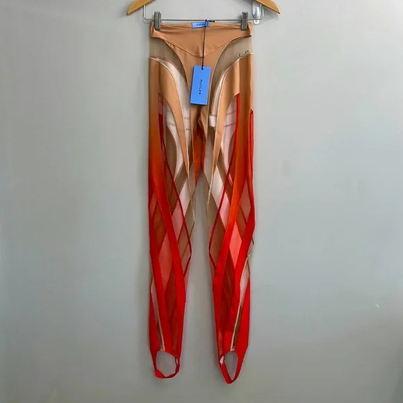 MUGLER Sheer Spiral Stirrup Leggings - Picture 4 of 12